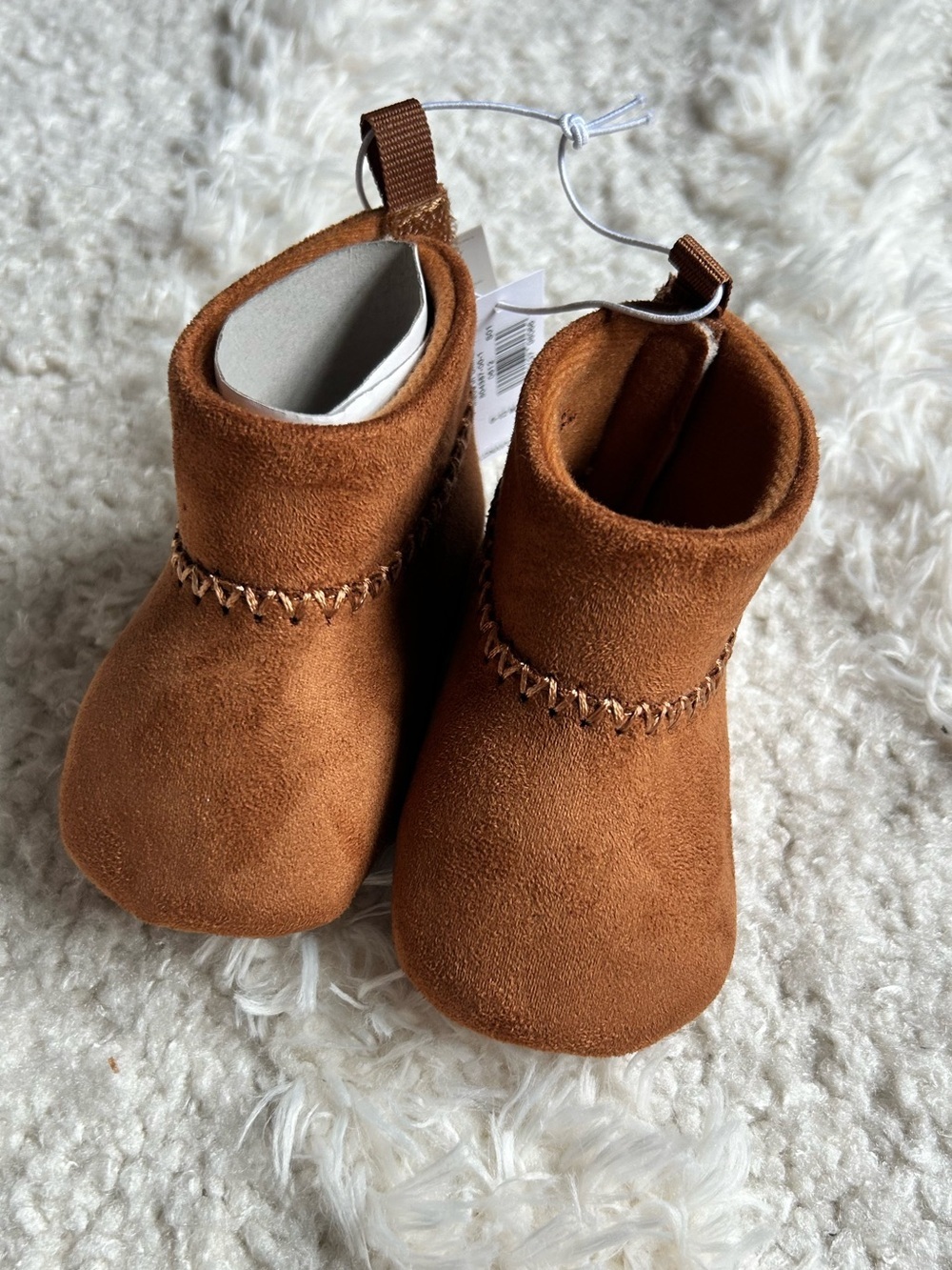 Old Navy Faux Suede Brown Baby Moccasin Booties 6-12 Months